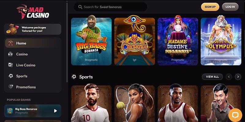 MadCasino homepage